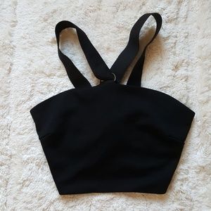 Industrial strappy black crop top